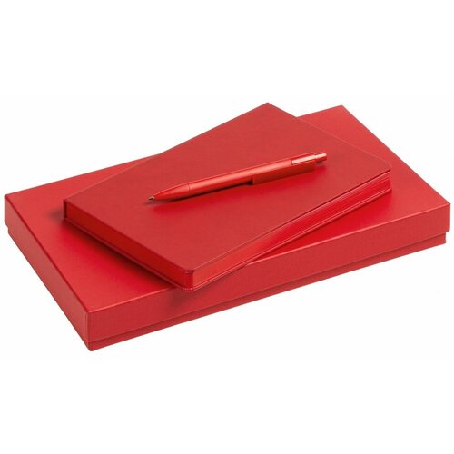 Набор Brand Tone, красный, 29,7х18х3,5 см, ежедневник - искусственная кожа; ручка - пластик; коробка - картон