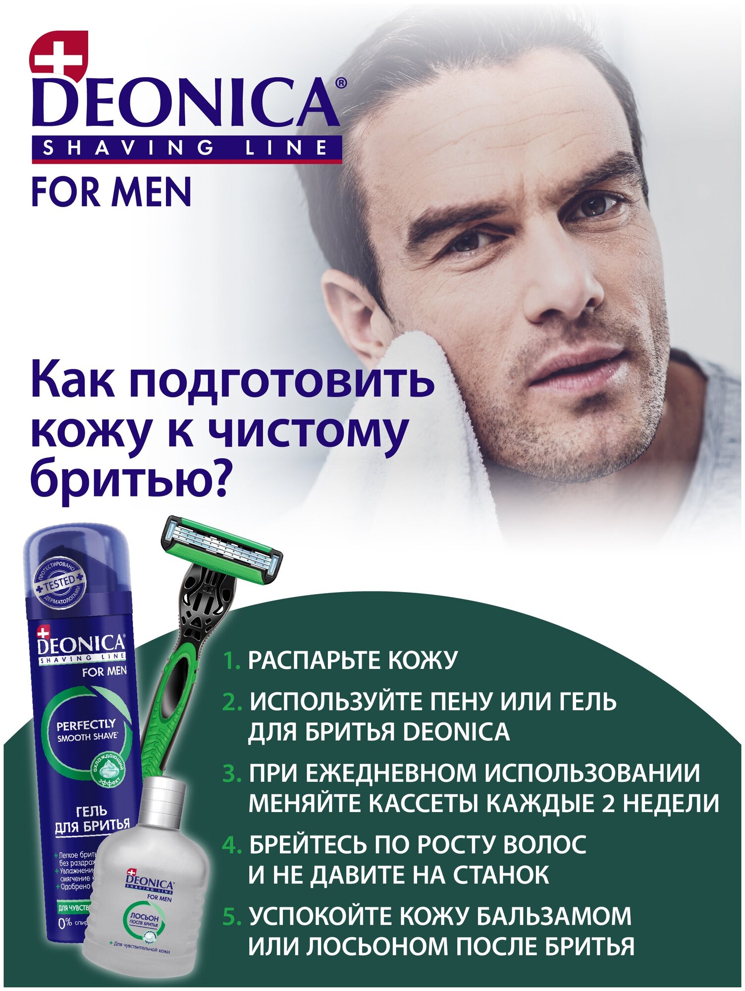 Бритва Deonica 3 For Men со сменной кассетой для чувствительной кожи - фото №6