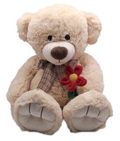 Мягкая игрушка Magic Bear Toys Медведь Казимир бежевый с цветком 50 см