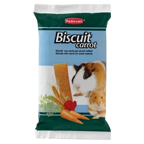 Лакомство для Padovan Biscuit carrot, 30 г лакомство для грызунов padovan biscuit spinach 30 г 5 шт в уп