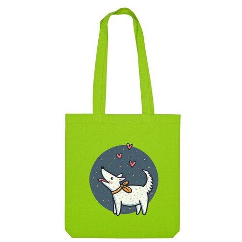 Сумка шоппер Us Basic, зеленый сумка белая собака с сердечками на фоне неба ярко синий