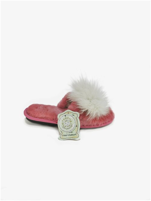 Тапочки  ОвчинаТорг, натуральный мех, нескользящая подошва, размер 36, розовый