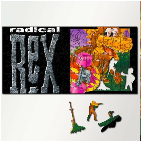 Пазл из дерева с фигурками, 230 деталей, 46х23 см игры Radical Rex Radical Rex, Радикал Рекс, динозавр, action, Sega, 16 bit, ретро - 5491