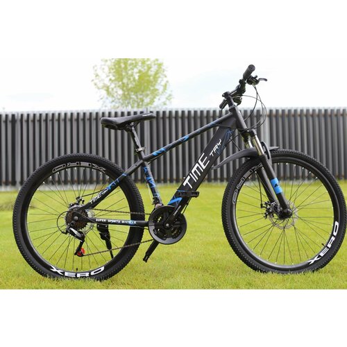 Велосипед подростковый Richiesto ТT10221s 26 Стальная рама Взрослый Подростковый спортивный черныйсиний с надписью 2290400₽