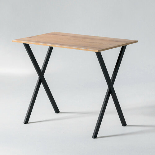 Стол лофт Х 75x90x60см, дуб, металл/ЛДСП