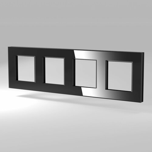 Рамка четырехпостовая горизонтальная вертикальная стеклянная изготовленная по технологии Optiwhite черная CGSS Эстетика GL-P104-BCG розетка usb 2 1а черная cgss эстетика gl w201u bcg