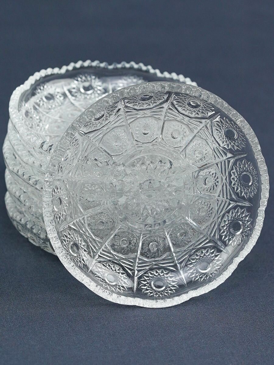 фото Хрустальные блюдца для сервировки набор 6 шт 10 см