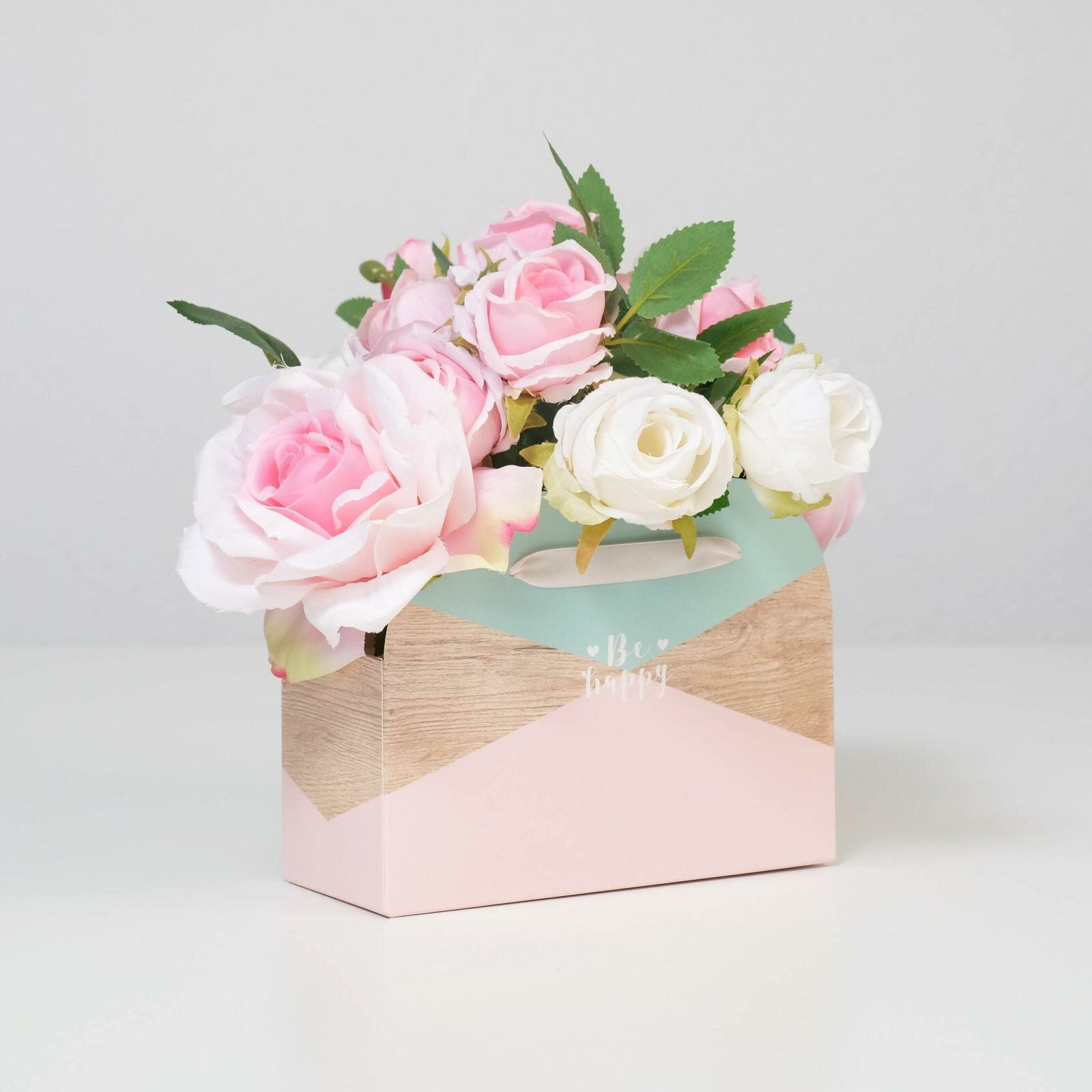 Коробка для цветов складная «Be happy», 17 × 13 × 7 см (5шт.)