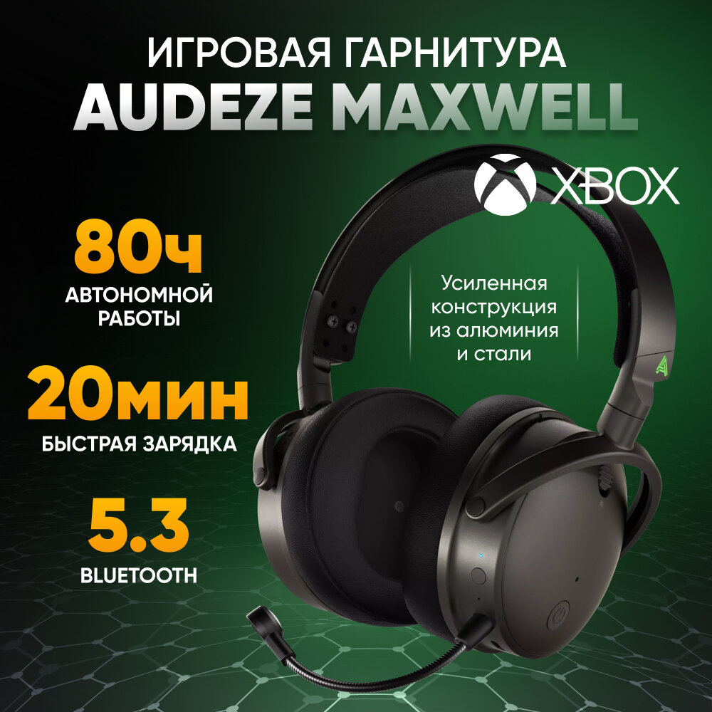 Игровая гарнитура Audeze Maxwell Wireless для XBOX беспроводные наушники с микрофоном, Bluetooth, черный