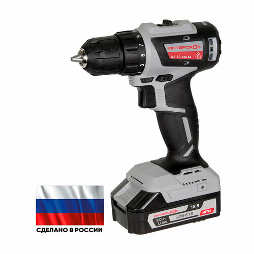 Дрель-шуруповерт аккумуляторная безударная Интерскол ДА-1018В 44 7592245 18В 25Ач Li-Ion 2 АКБ и ЗУ 1355000₽