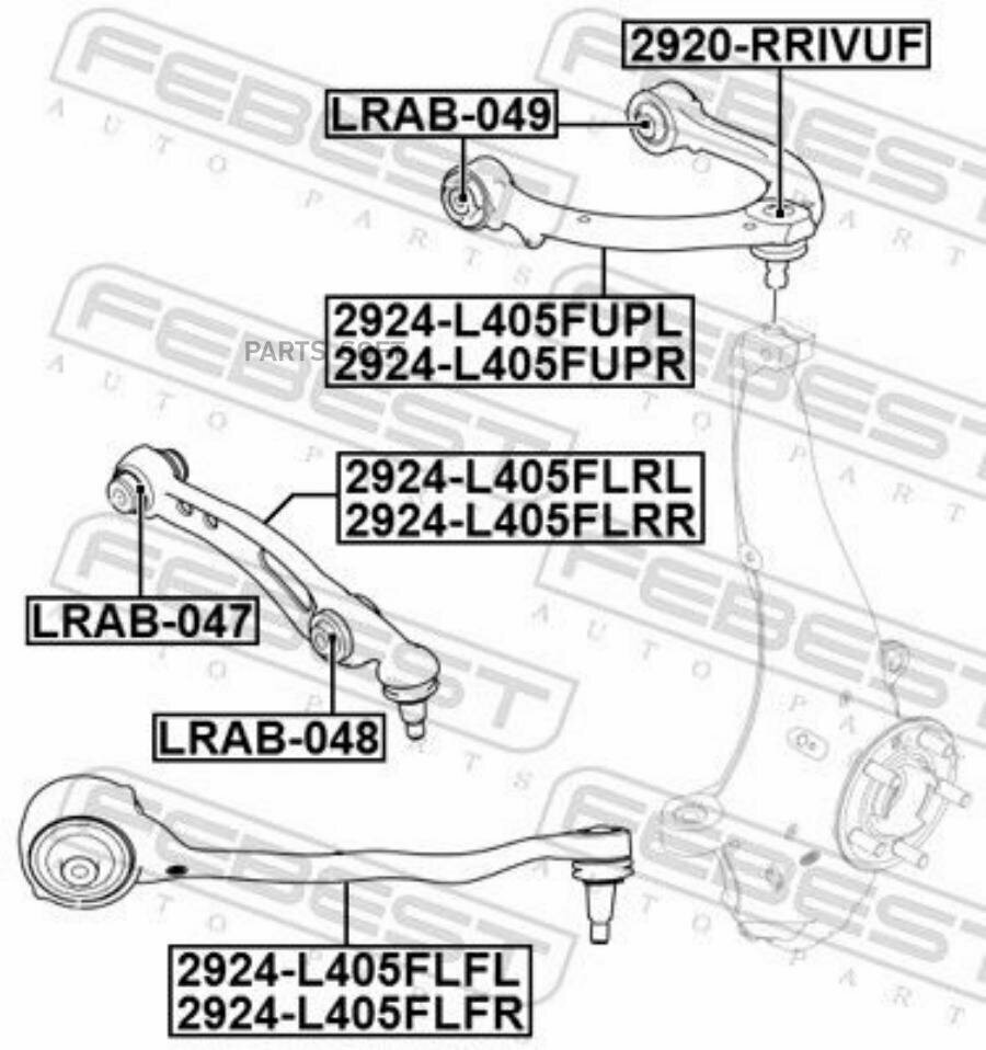 Рычаг подвески! передней Land Rover Range Rover IV 12> Febest арт. 2924L405FLRR