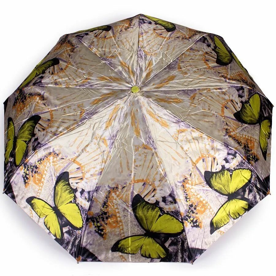 фото Зонт женский Galaxy 801 Бабочки салатовая ручка полуавтомат 3 сложения