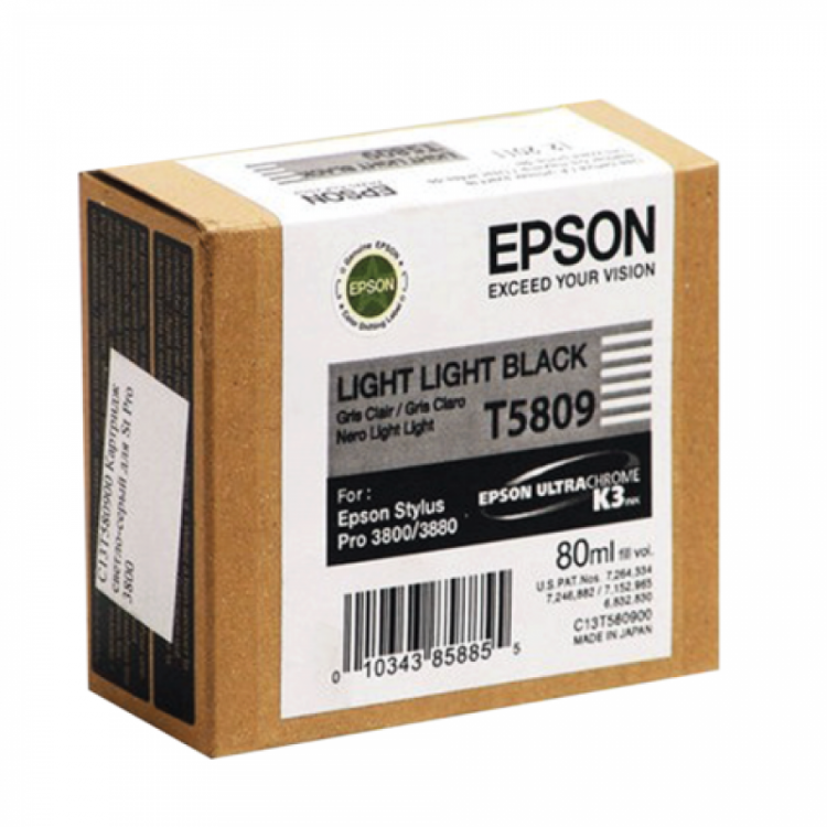 Картридж струйный Epson T5809 C13T580900 светло-серый оригинальный 400 стр, 80 мл.