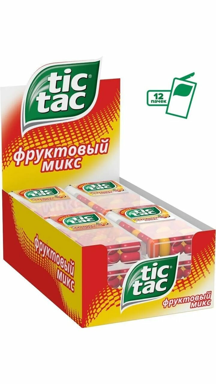 Драже Tic Tac, фруктовый микс, 12 штук по 16 грамм