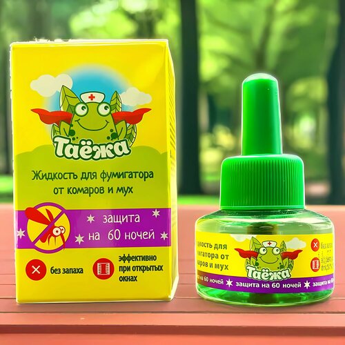 Жидкость для фумигатора от комаров и мух, без запаха, Таёжа, 60 ночей / 3шт