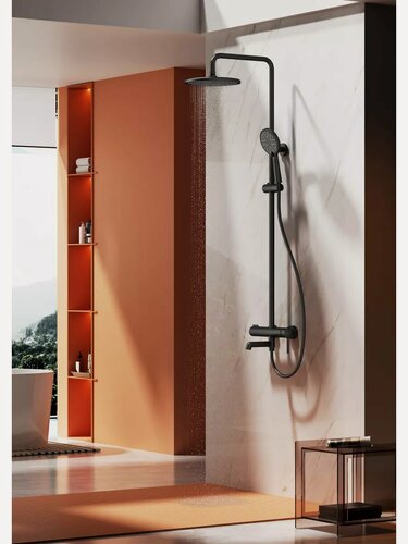 Изображение товара Душевая система с тропическим душем Raglo R20.24.06 латунь в черном цвеие