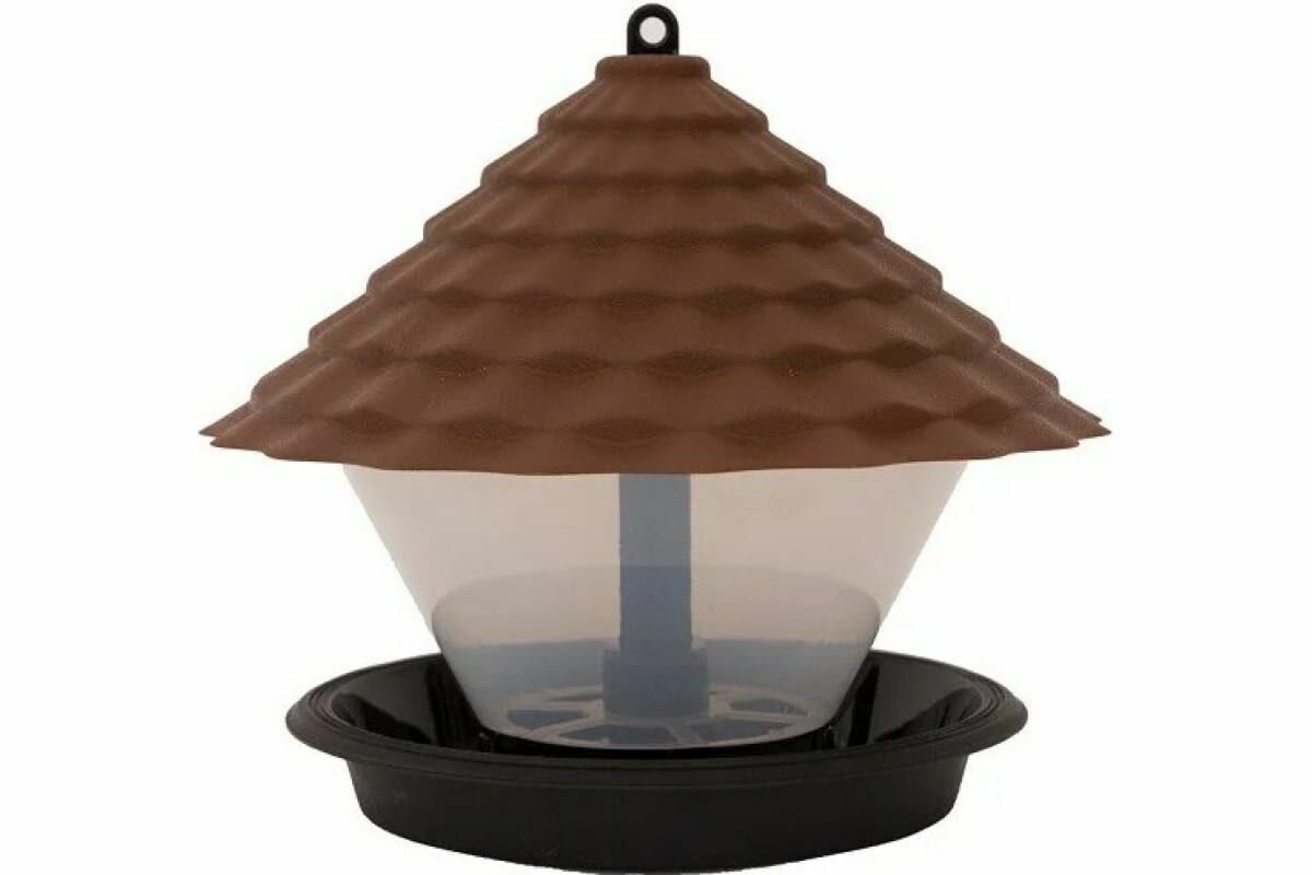 Кормушка Ornito для птиц уличная подвесная круглая коричневая 2л