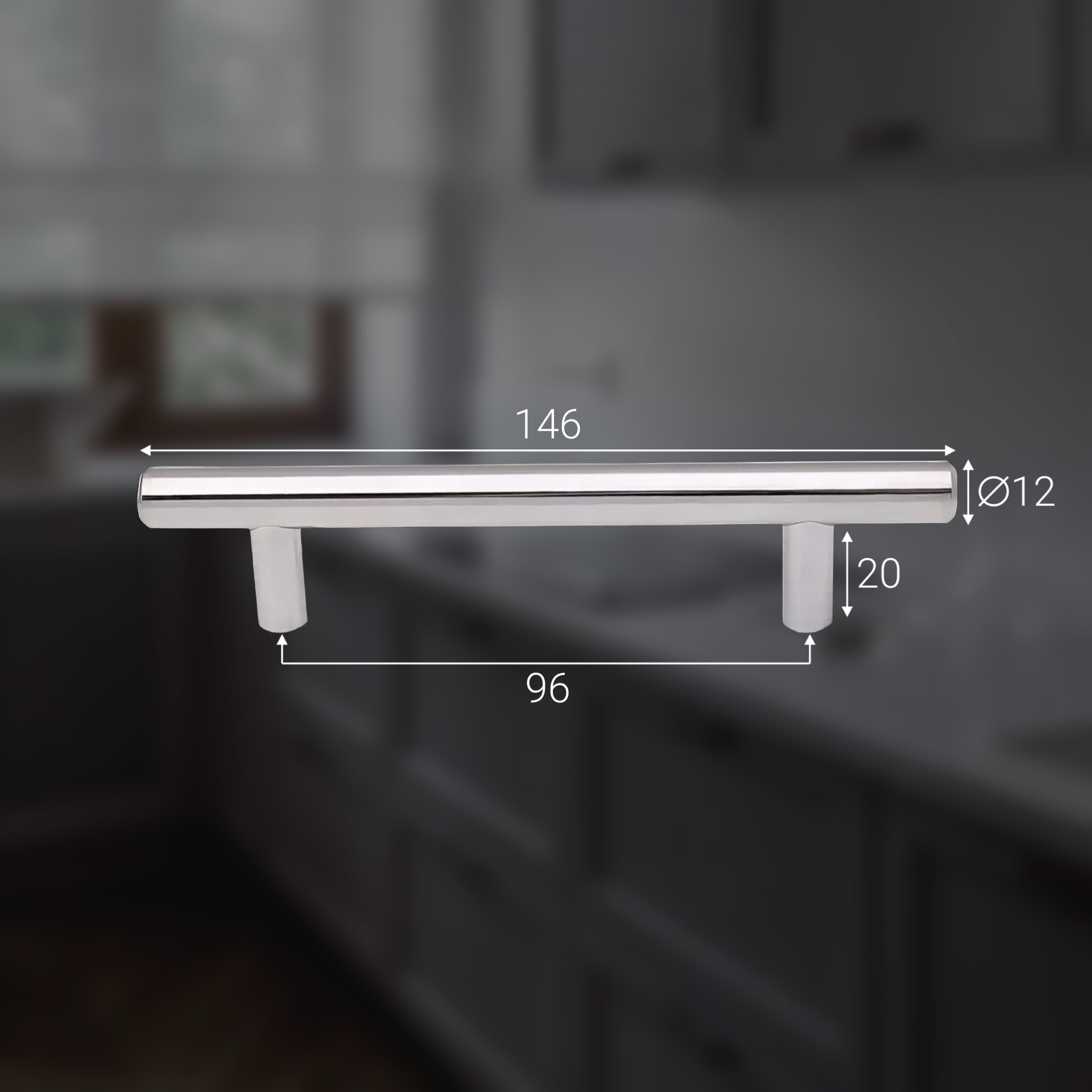 Ручка-рейлинг 96 мм, хром - 20 шт — фото 1