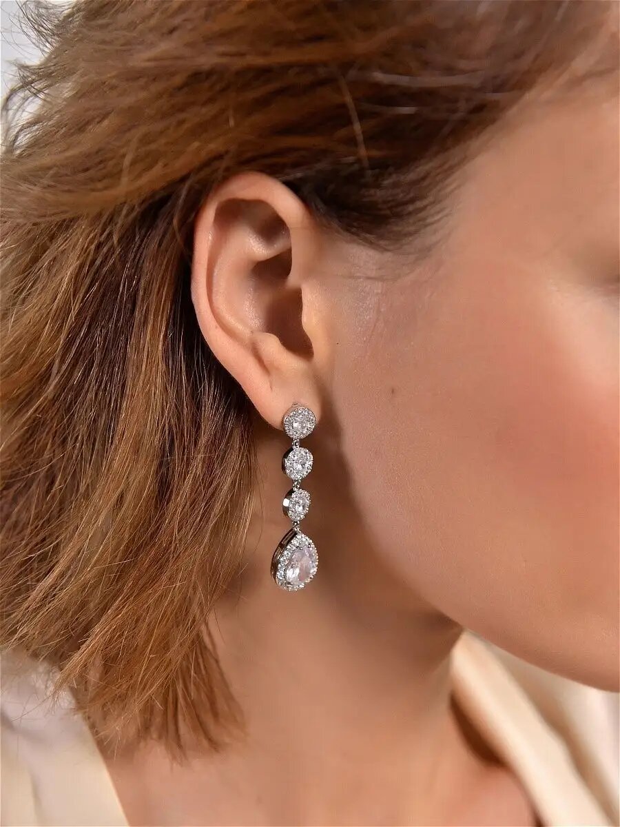 Серьги Romantic Wedding, кристалл, циркон