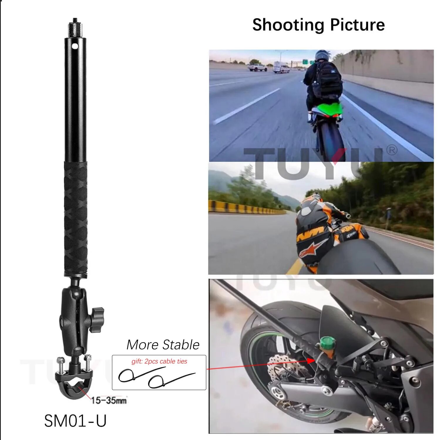 Невидимая палка для селфи TUYU для GoPro Max Hero 12 11 Insta360 X4 X3 X2 SM01-U