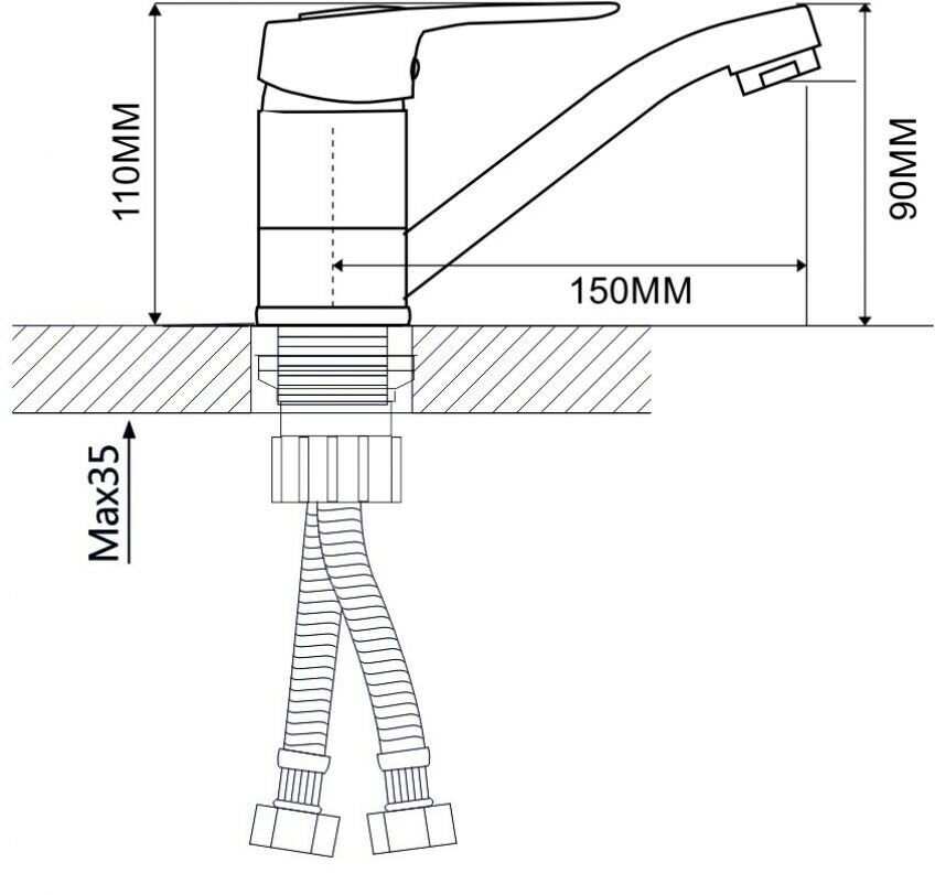 Смеситель для раковины и умывальника в ванную ECONOCE D40-A 240 (EC0248) — фото 1