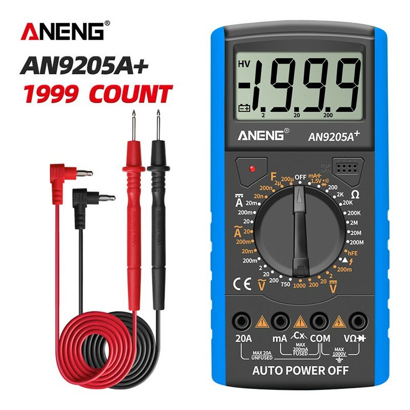 Цифровой мультиметр ANENG AN9205A AC DC с ЖК-дисплеем 1999 отсчетов