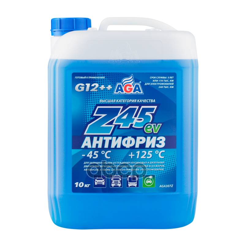 Aga Антифриз, Готовый К Применению, Синий, -45С, G-12++ (10Kg) AGA арт. AGA307Z