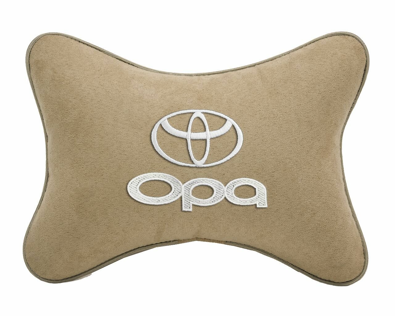 Подушка на подголовник автомобильная бежевая алькантара TOYOTA Opa