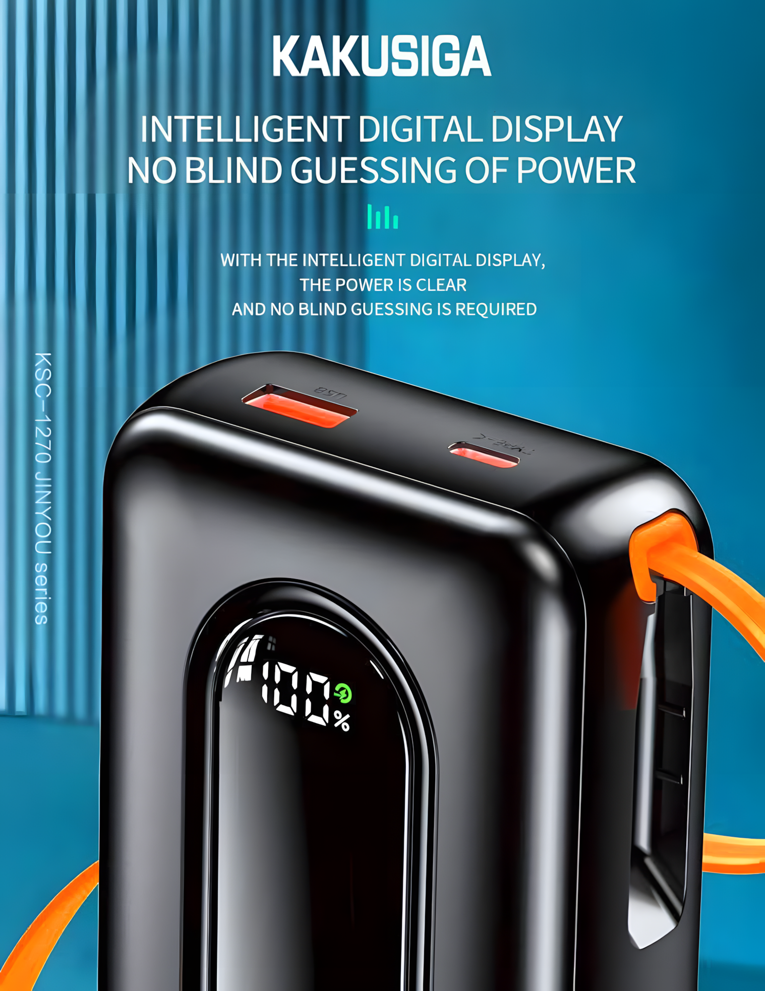 Портативное зарядное устройство KAKUSIGA KSC-1270 20000 мАч, внешний аккумулятор Power Bank, черный