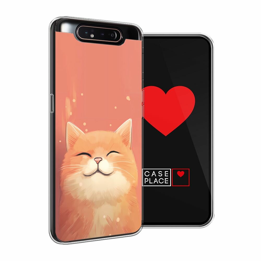 Чехол на Samsung Galaxy A80 / Самсунг Гэлакси A80 с принтом "Довольный рыжий котик" — фото 1