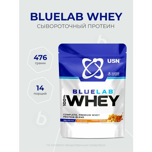 USN BlueLab 100% Whey 476 грамм, Сывороточный протеин, Вкус Карамельный попкорн