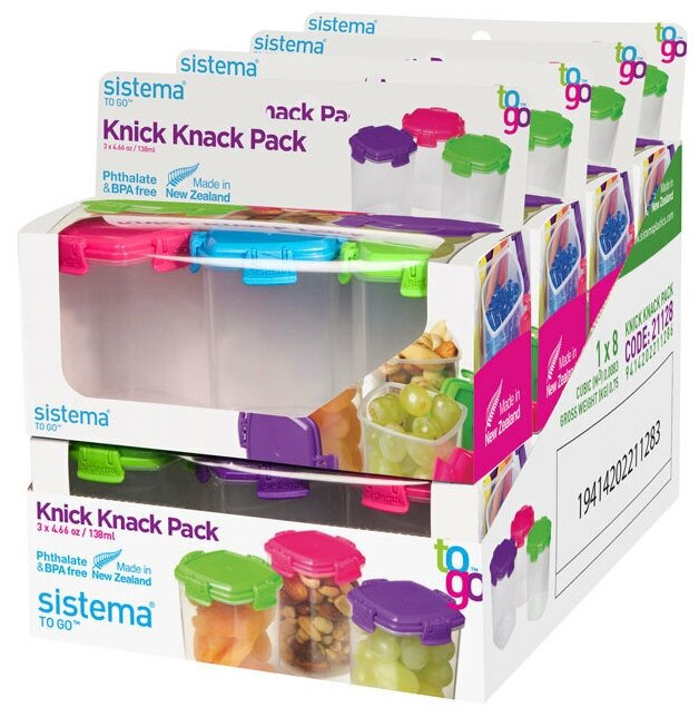 Sistema Набор контейнеров To Go Medium Knick Knack 21128, 8x6 см, зеленый/красный/фиолетовый - фото №5