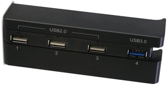 Игровой аксессуар USB Хаб на 4 порта для PlayStation 4 SLIM, DOBE PS4 SLIM HUB Gaming Console TP4-821, черный