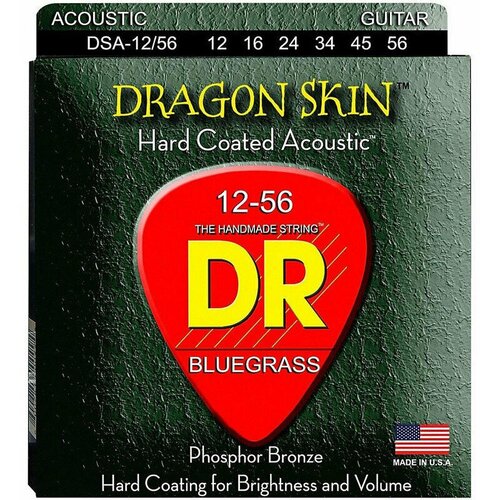 DR DSA-12/56 DRAGON SKIN - Струны для акустической гитары 12 - 56 струны для акустической гитары dr string dsa 2 12