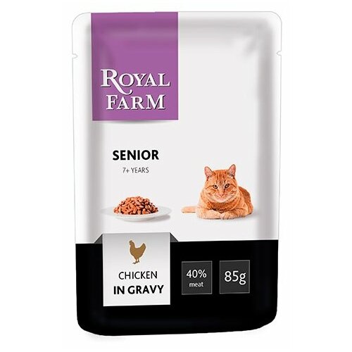 Влажный корм для пожилых кошек Royal Farm с курицей 24 шт. х 85 г (кусочки в соусе)