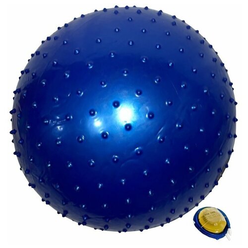 Мяч Фитнес 55 см. с шипами массажный, ПВХ, синий, насос в комплекте X-Match 649227 мяч массажный двойной 8х16см синий g10020046