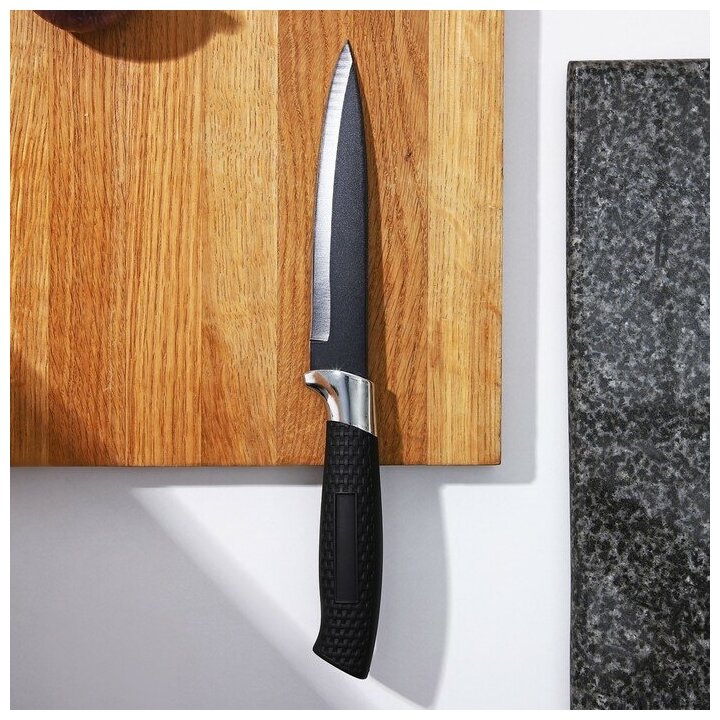 Нож универсальный Доляна Супер-блэк, лезвие 13 см - фотография № 9