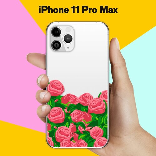 Силиконовый чехол Розы на Apple iPhone 11 Pro Max чехол книжка на apple iphone 11 pro max эпл айфон 11 про макс с рисунком мрачные розы черный