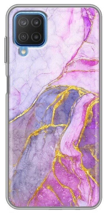 Дизайнерский силиконовый чехол для Самсунг А12/М12 / Samsung Galaxy M12 Мрамор розовый