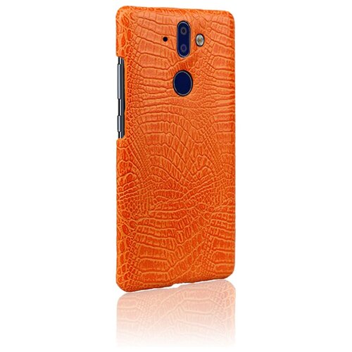 фото Чехол-панель mypads для nokia 2.2 тонкий задний бампер на пластиковой основе с отделкой под кожу крокодила оранжевый