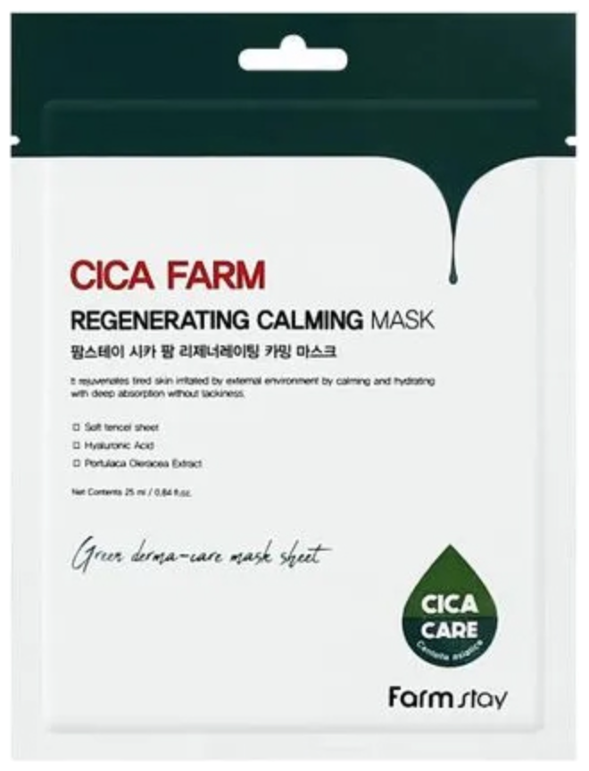 FarmStay Маска тканевая с центеллой восстанавливающая - Cica farm regenerating calming mask 25мл