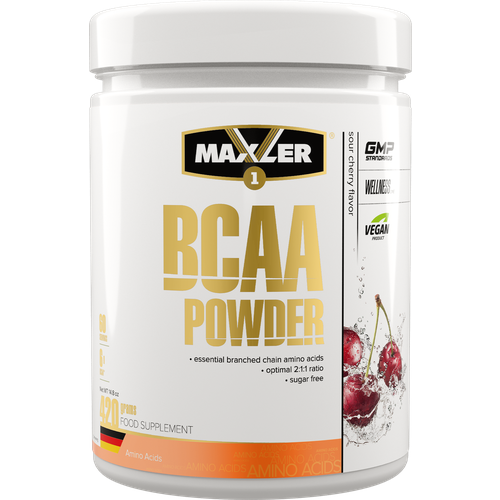 BCAA Maxler BCAA Powder, кислая вишня, 420 гр. аминокислоты со вкусом вишни maxler bcaa powder 420 мл