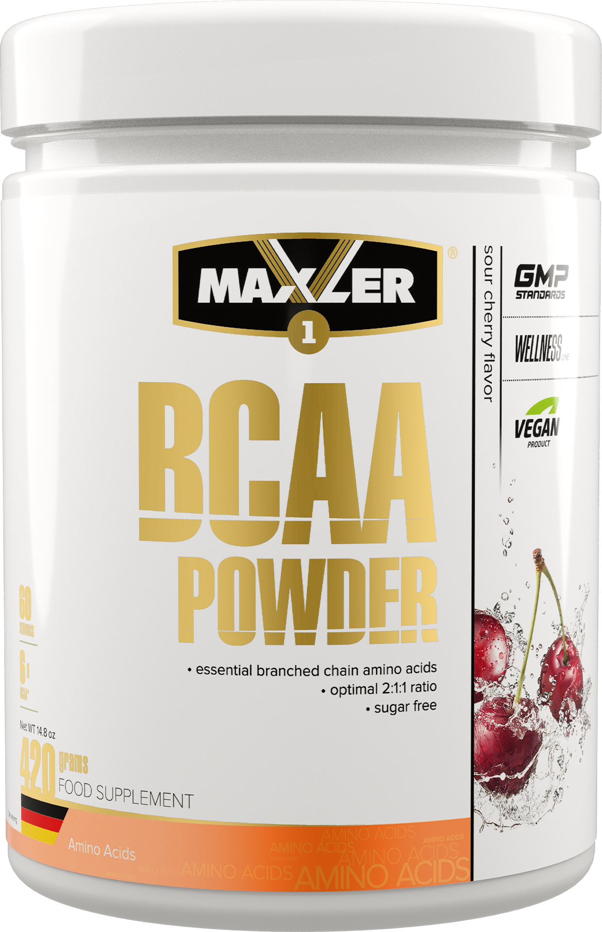 MAXLER EU BCAA Powder Sugar Free (Банка) 420 г (Sour Cherry Flavor)