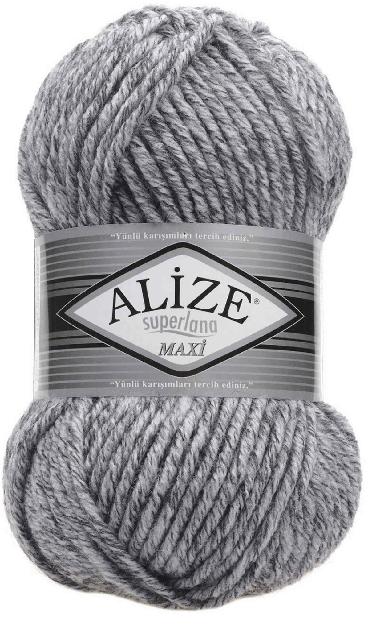 Пряжа Alize Superlana Maxi серый меланж (801), 25%шерсть/75%акрил, 100м, 100г, 1шт