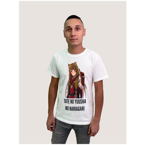 фото Футболка мужская белая из хлопка с dtf принтом the rising of the shield hero аниме - 294 будь на стиле