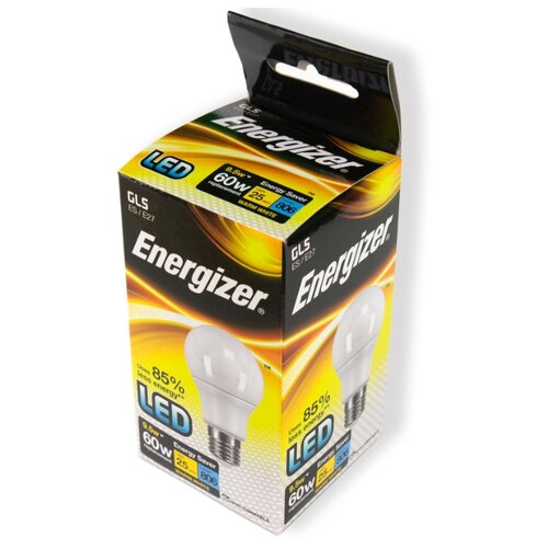 фото Светодиодная лампа energizer e27 gls (шар) теплый белый свет 60w