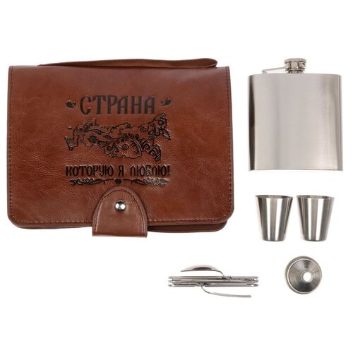 фото Набор туристической посуды komandor страна, которую я люблю!, 5 шт. коричневый/серебристый