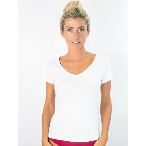 фото Хлопковая футболка с коротким рукавом, v образным вырезом горловины alla buone 7047ab-хаки-44