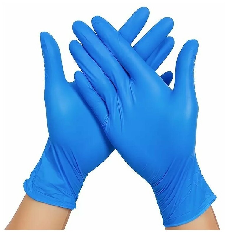 Перчатки нитриловые, голубые, 100 шт, 50 пар / Перчатки одноразовые / Перчатки гигиенические/ S