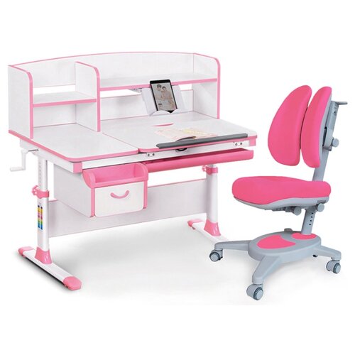 фото Комплект mealux стол + стул evo-50 (y-115) 120x70 см белый/розовый